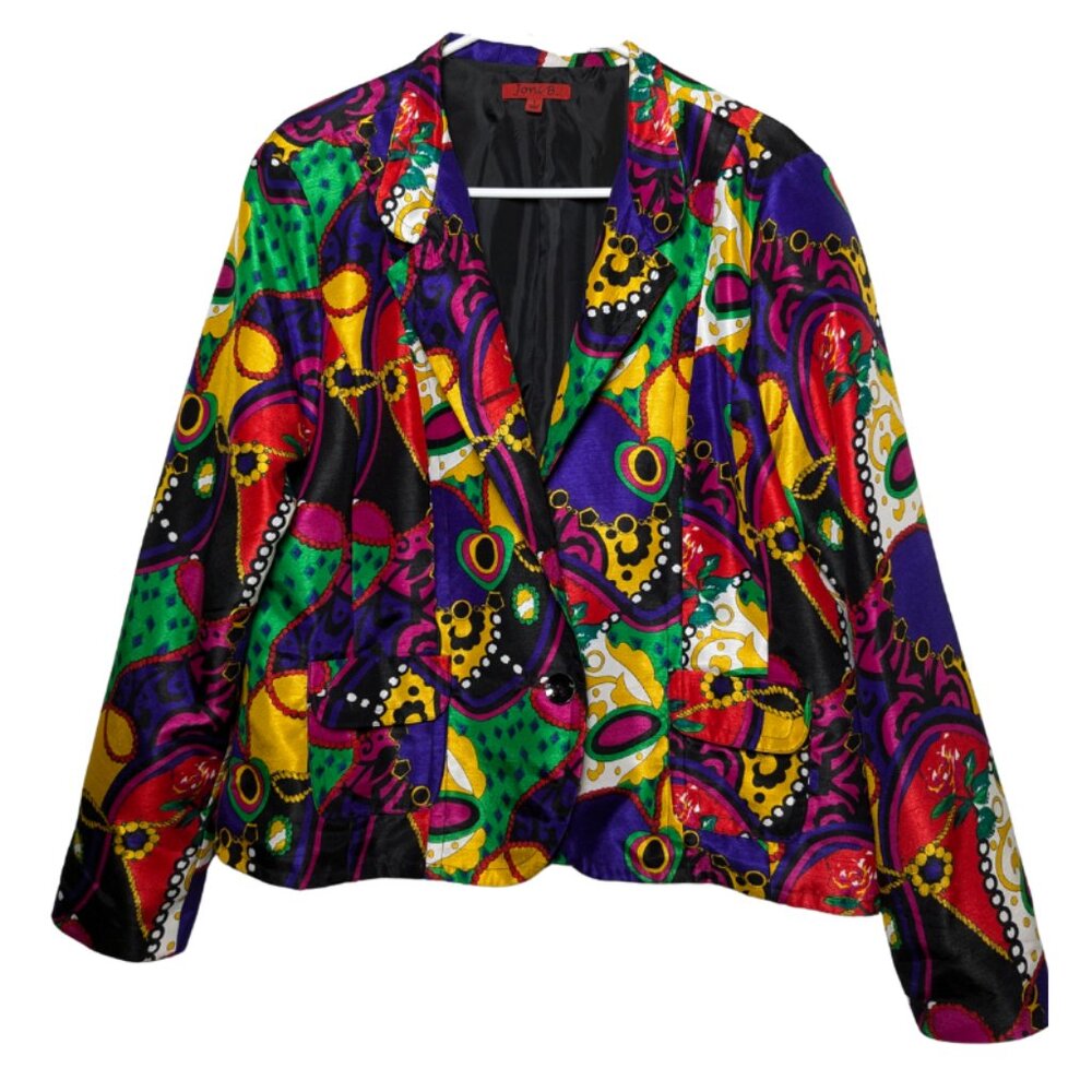Joni B. Colorful Artsy Vibrant Blazer, Size Large, Fully Lined